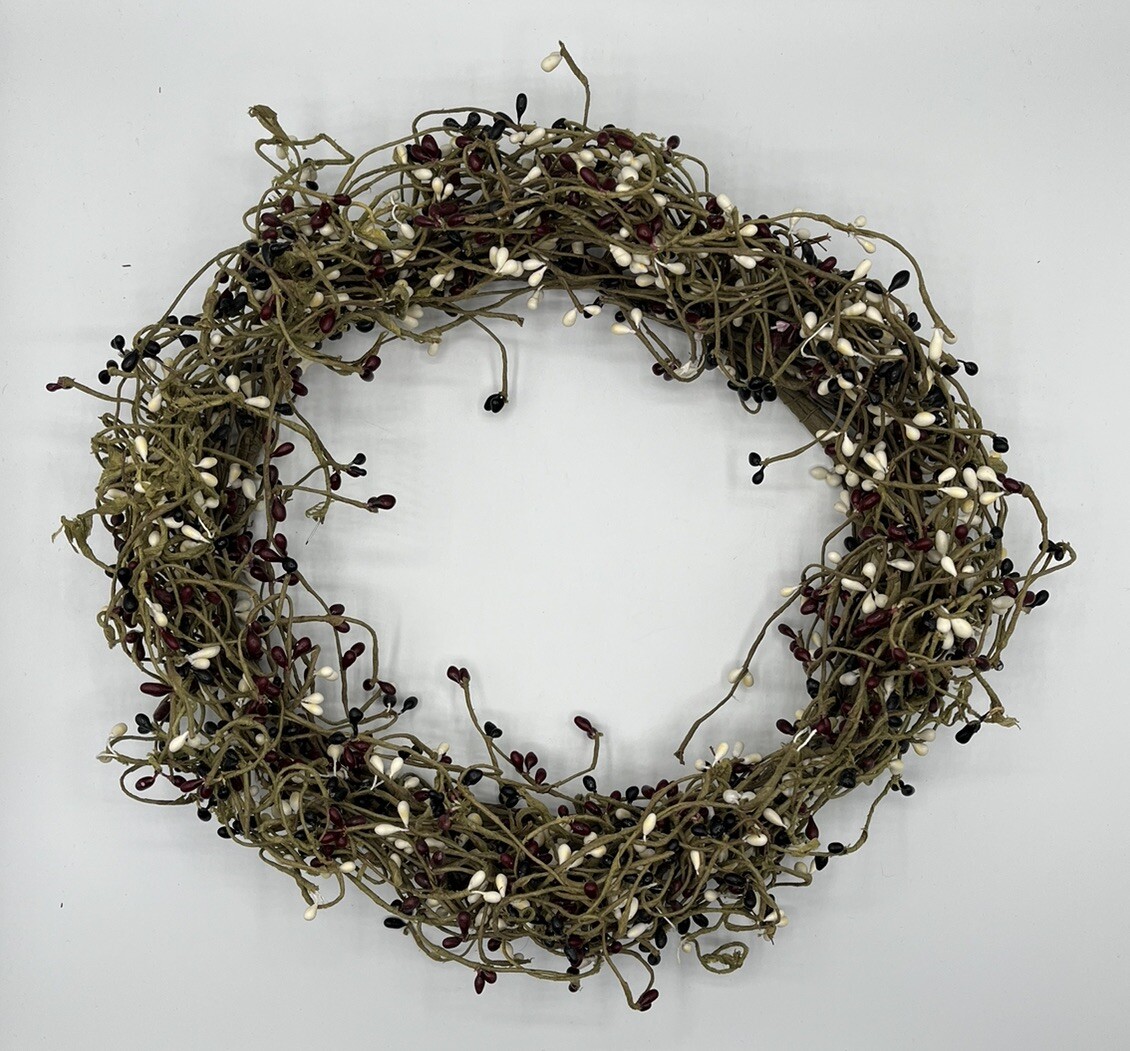 Country Primitive Red White Blue Pip Berry Garland Wreath 8.5″ inside