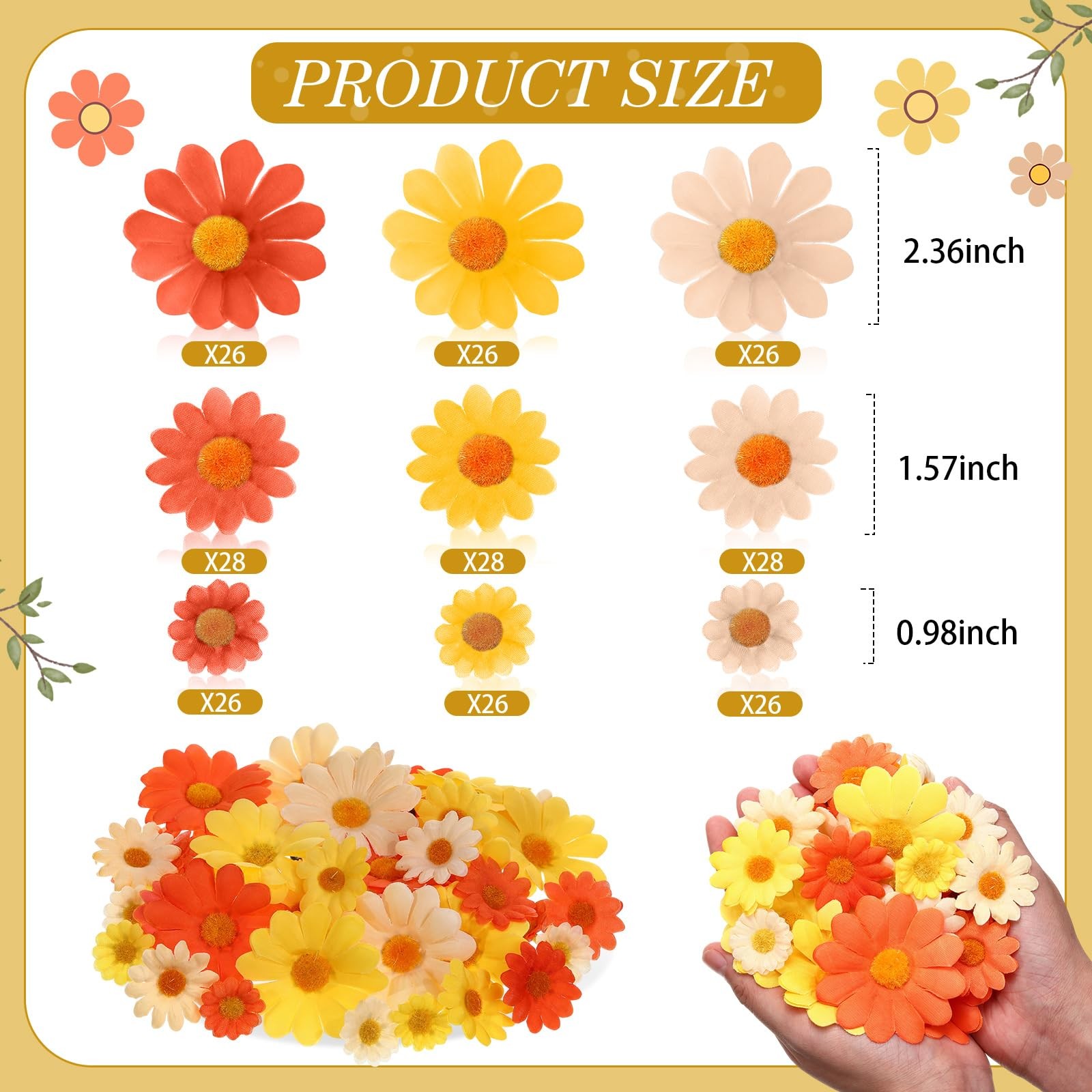240 Pcs Artificial Daisy Flower Heads Bulk, Multi Color Fake Silk Mini Faux D…
