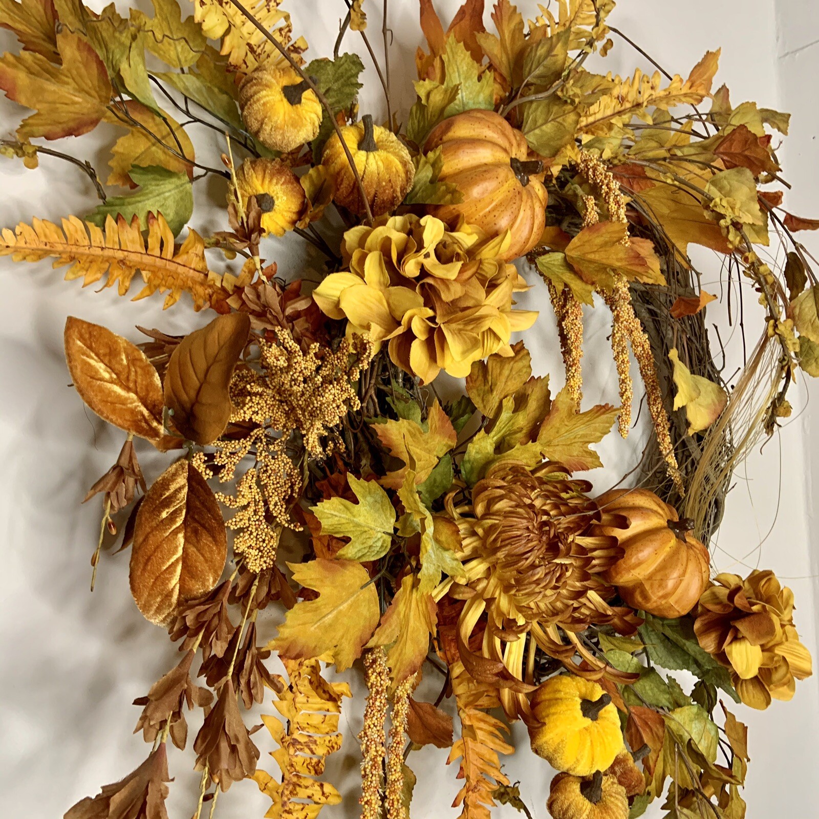 New Designer Fall Golden Yellow Orange Autumn Door Wall Wreath Fall Home Decor