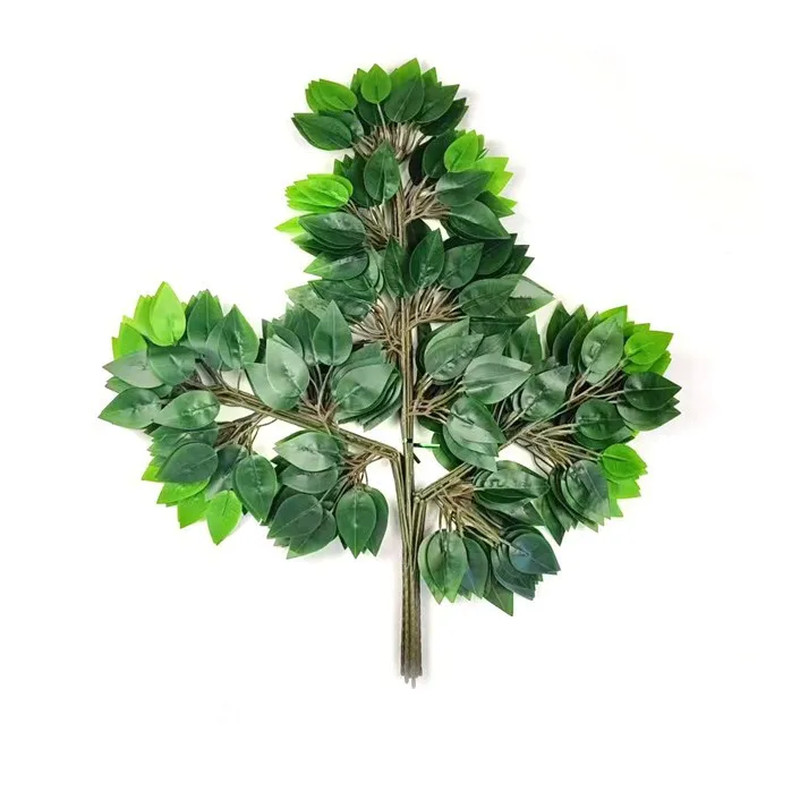 12pc Faux Ficus Foliage Branches Silk Greenery Bush for Outdoor Garden Decor