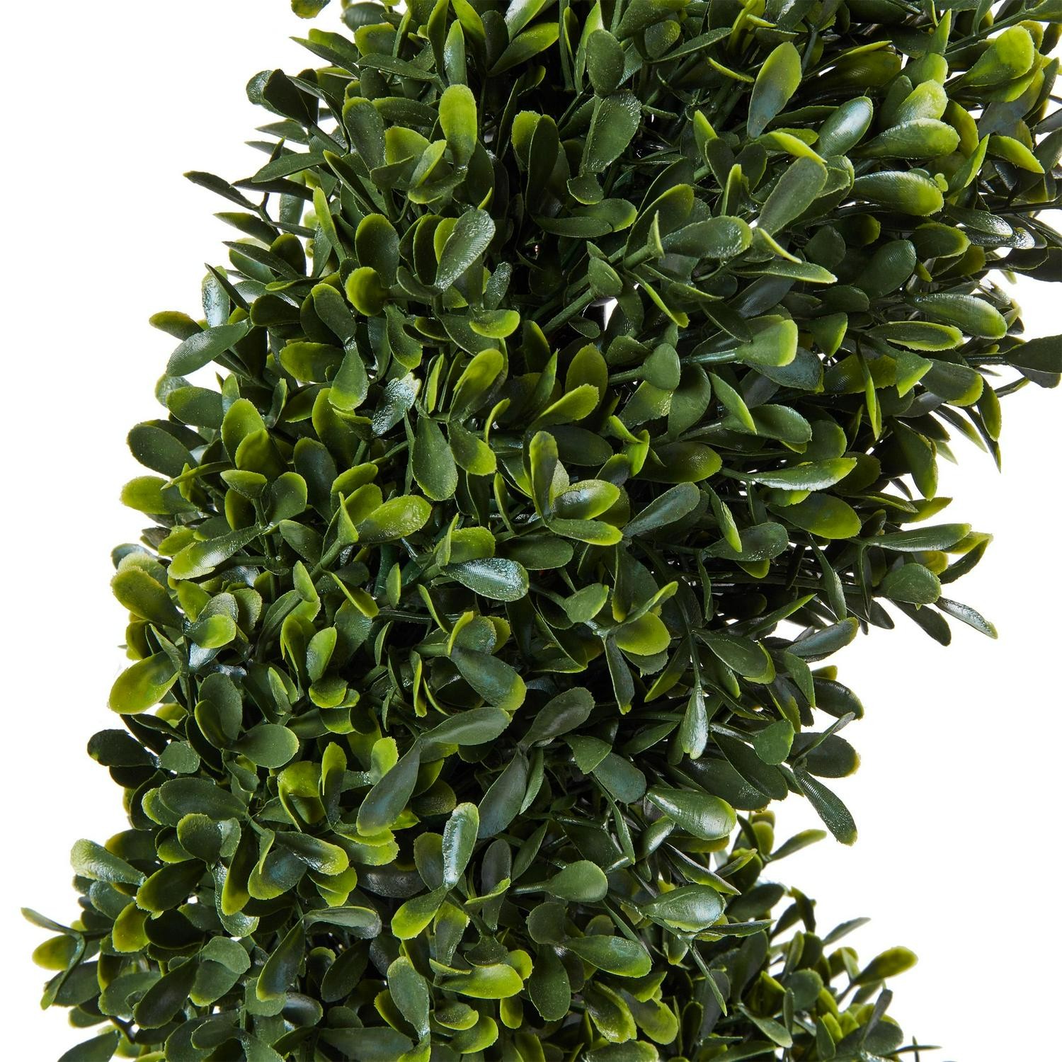 Spiral Topiary Arrangement And Weighted Pot – Faux Boxwood
