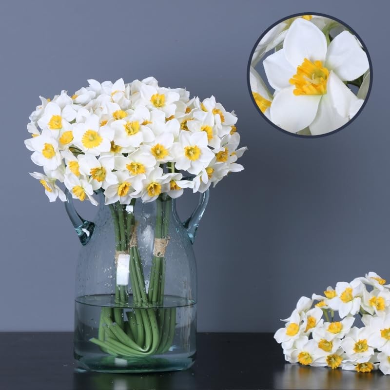 18 Pcs Artificial Flowers White Artificial Daffodils Flowers Real Touch Faux …
