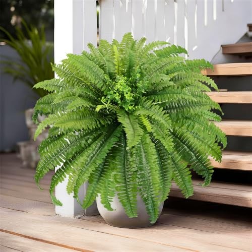 Fake Ferns, Artificial Ferns for Outdoors large, 2 Packs 45in Faux Fern