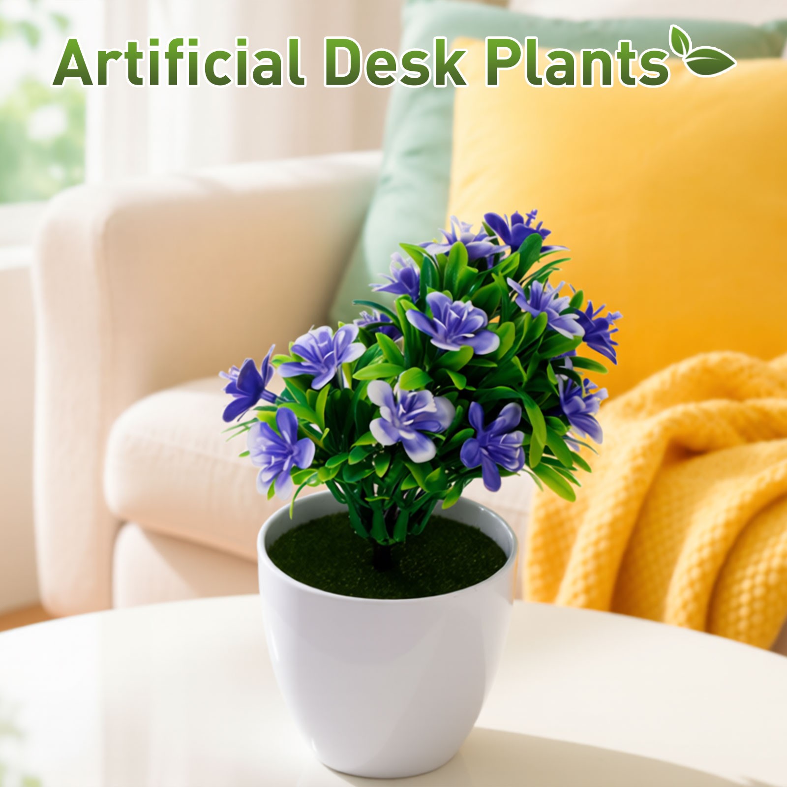 Mini Fake Flowers in Pot – for Home Bedroom Bathroom Office, Magenta