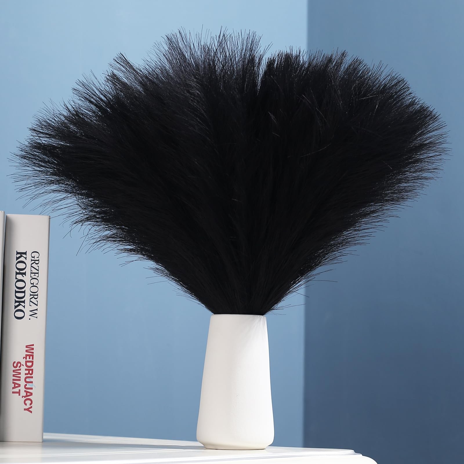 10 Stems Black Pampas Grass Decor – 17.7″ Faux Pampas Grass Artificial Pampas…