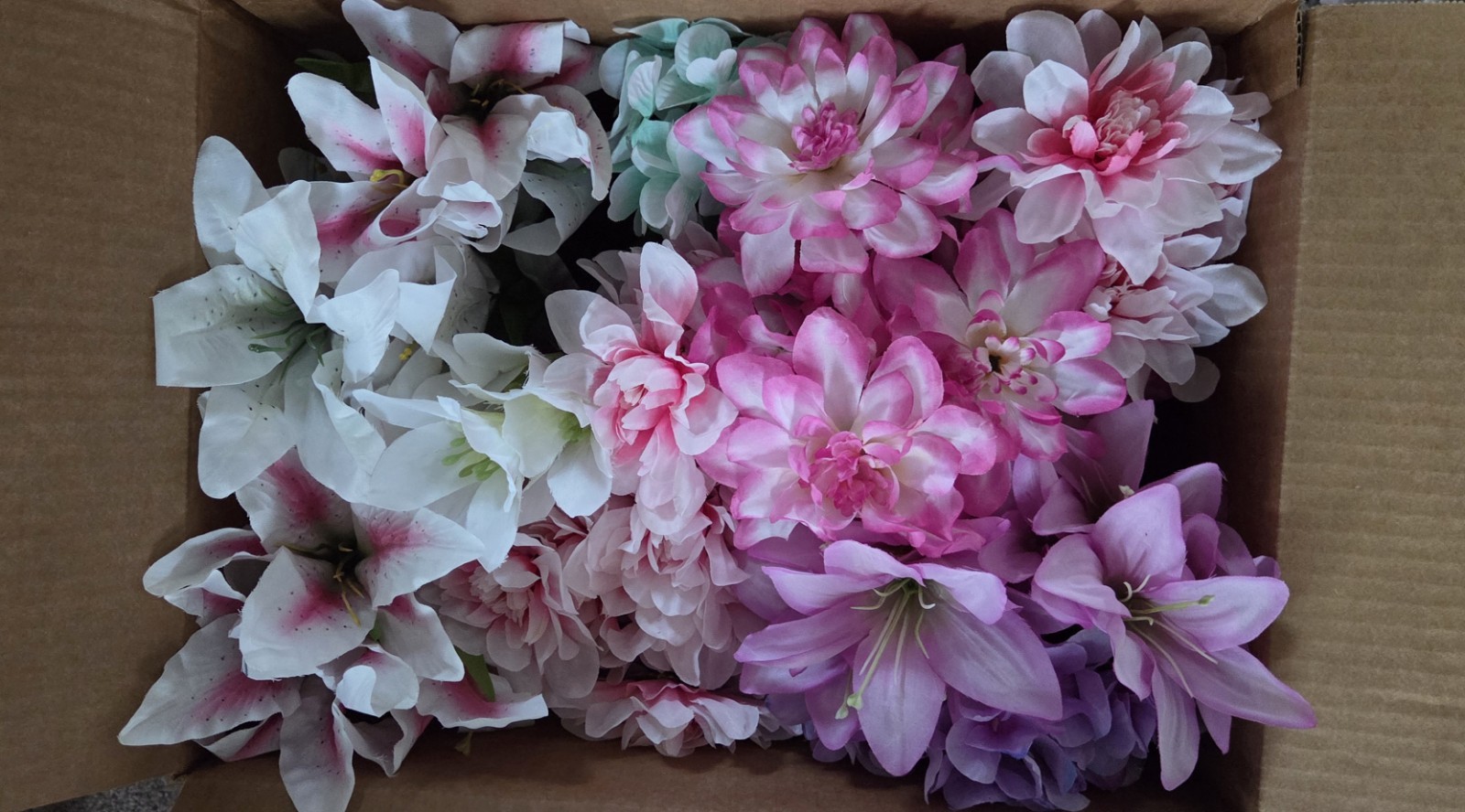 Colorful Fake Flowers Bunches- Lot Of Various Flower Types, Colors 18 Bunches