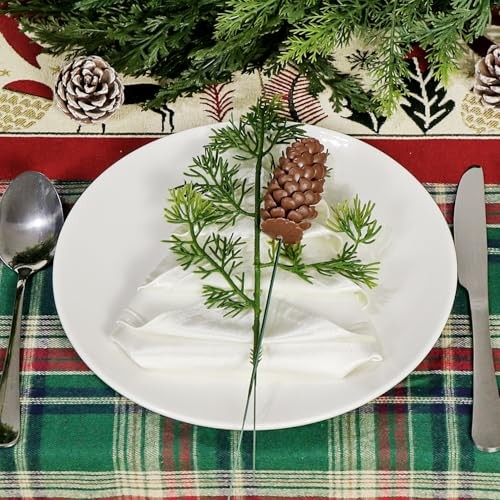 Pcs Artificial Pine Branch Berry Pinecones Set – 13” Fake 45 Red Berry