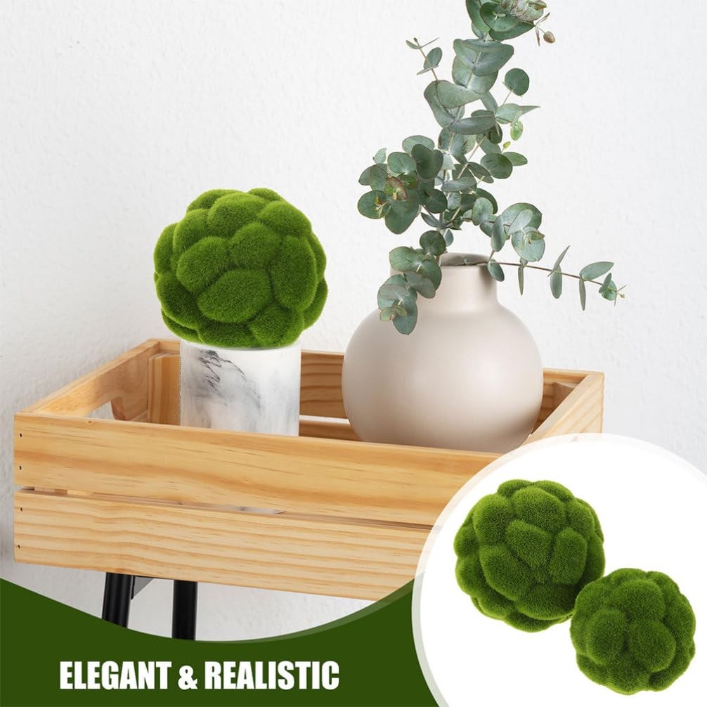 5.9 Inch Simulated Moss Balls Artificial Plant Greenery Decor Faux Topiary