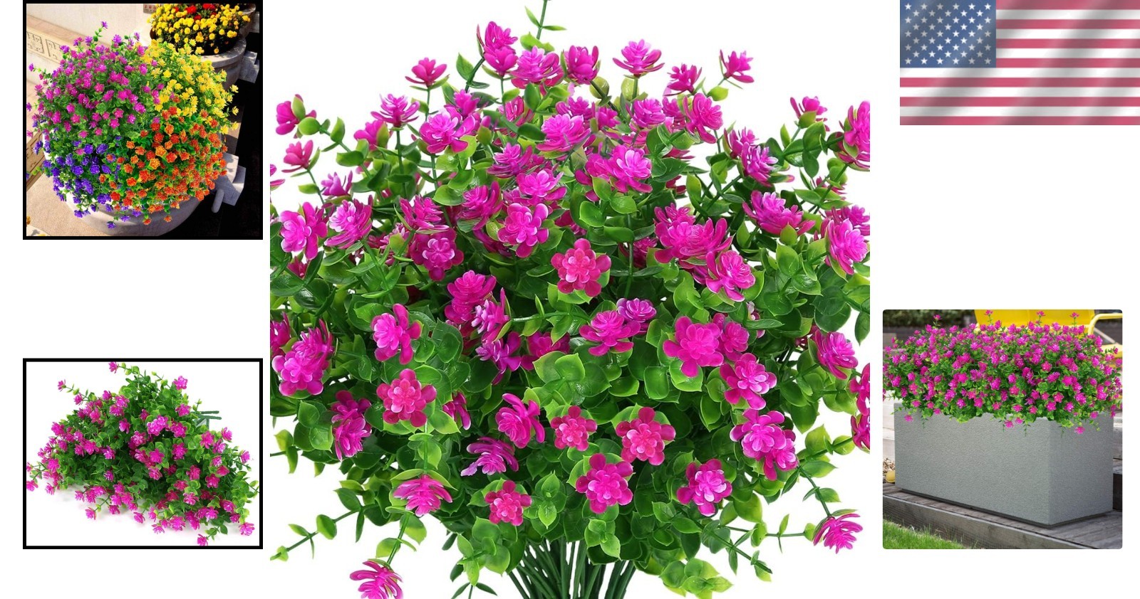 Luxurious 4-Pack UV Resistant Fuchsia Boxwood Faux Flowers for -Round Blooms