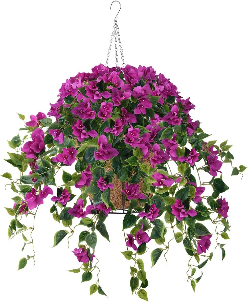Artificial Hanging Flowers Plants Basket for Outdoor Decoration,4 PCS Faux Si…
