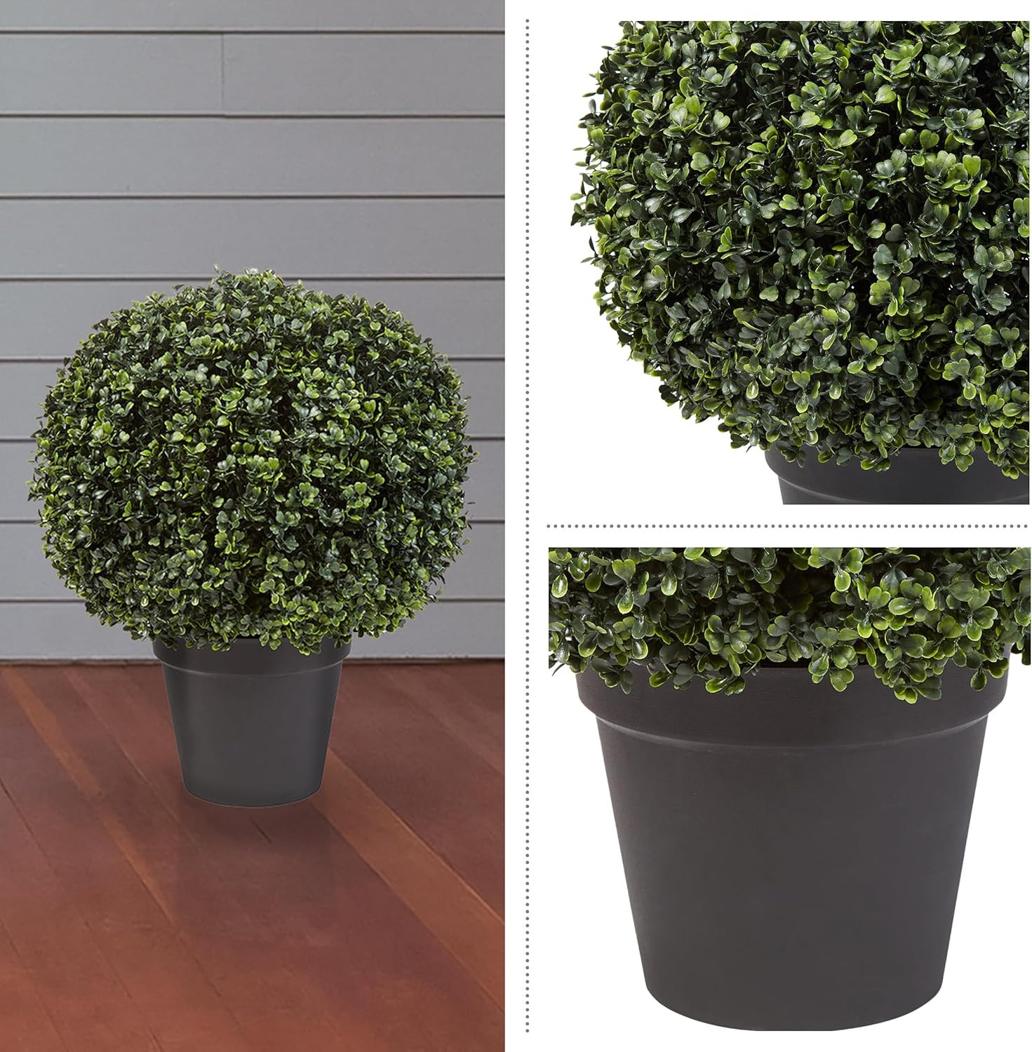 Artificial Boxwood Plant – 21-Inch Topiary Ball Faux Plant – Indoor or Outdoor U