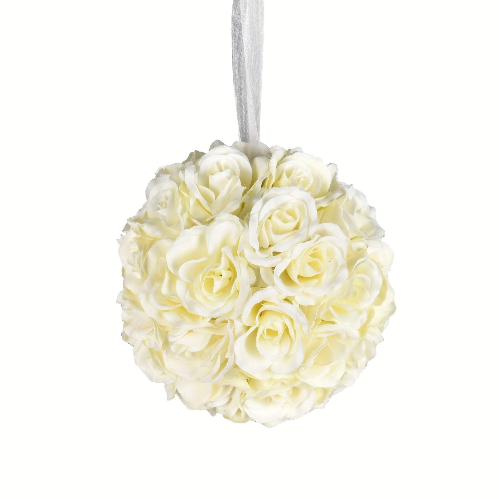 Vickerman 8″ Contemporary Fabric Artificial Rose Ball in White