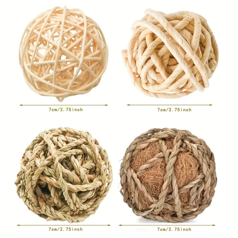 6 PC Handwoven Rattan Wicker Balls Decorative Sphere Orbs 2.7″ New Free Ship