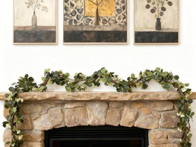 Artificial Eucalyptus Garland Greenery – 6.56FT Realistic Green Leaf Garland