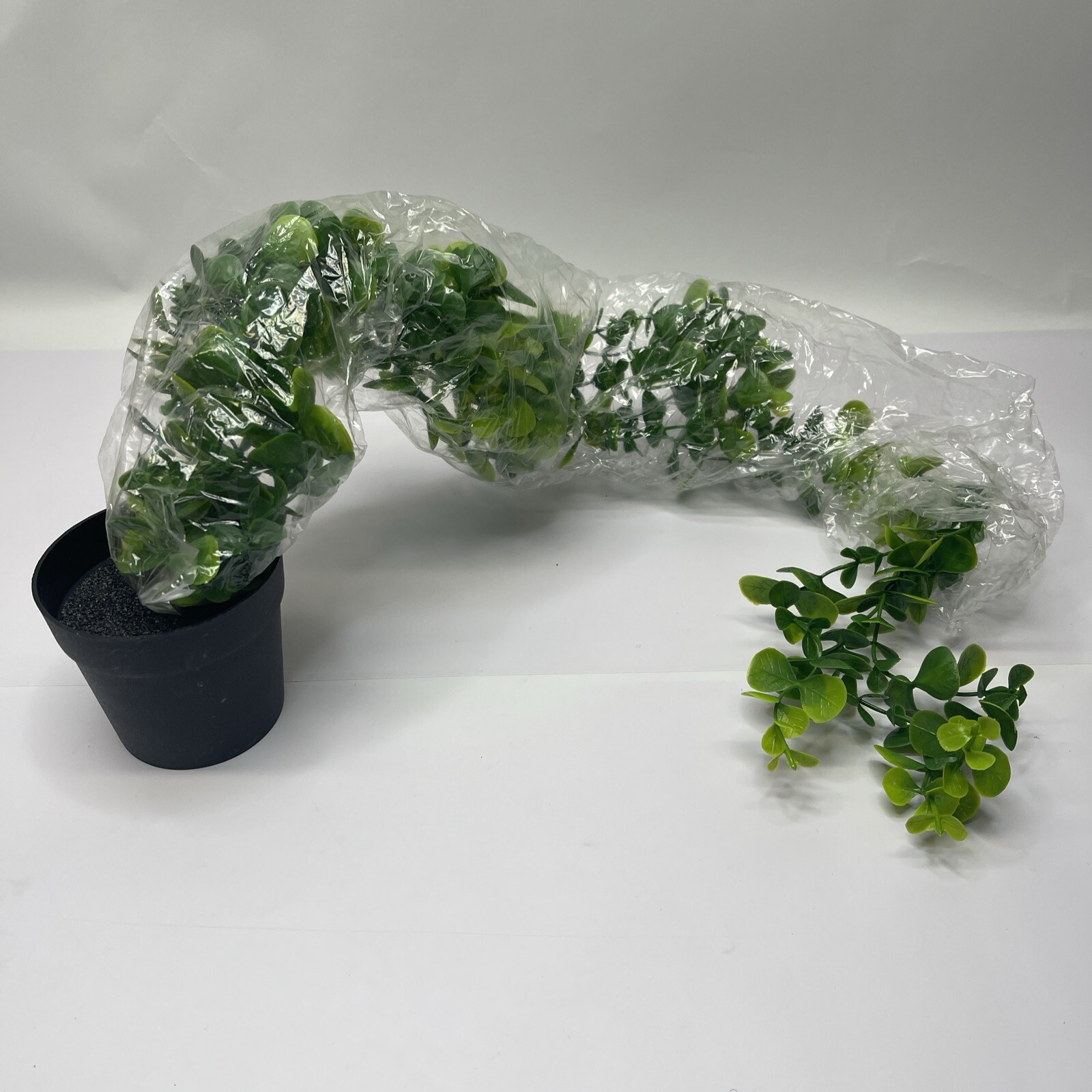 CEWOR Fake Hanging Plant With Pot Artificial Rounded Leaves Shelf Decoration New