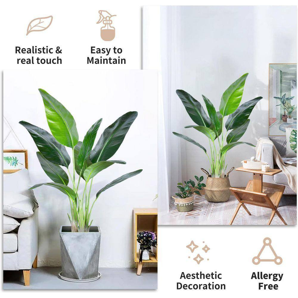 4 In. Artificial Green Indoor/Outdoor Bird of Paradise Plant Real Touch Leaves D