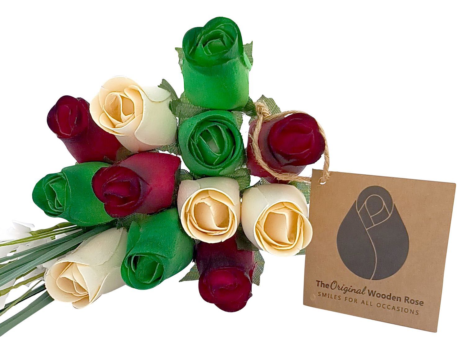 Primitive Christmas Holiday Flower Bouquet The Original Wooden Rose 1,2,3 Dozen