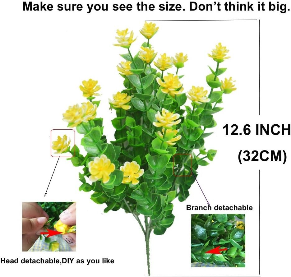 Durable Plastic Greenery – 15 Bundles of UV Resistant Faux Flowers for Style