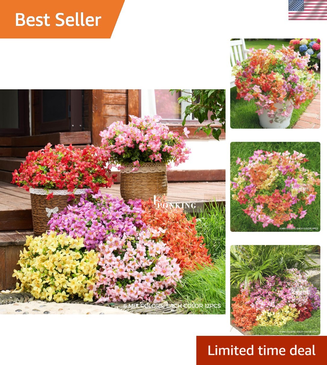Durable and UV Resistant 12 Bundles of Faux Flowers for Timeless Outdoor Beauty