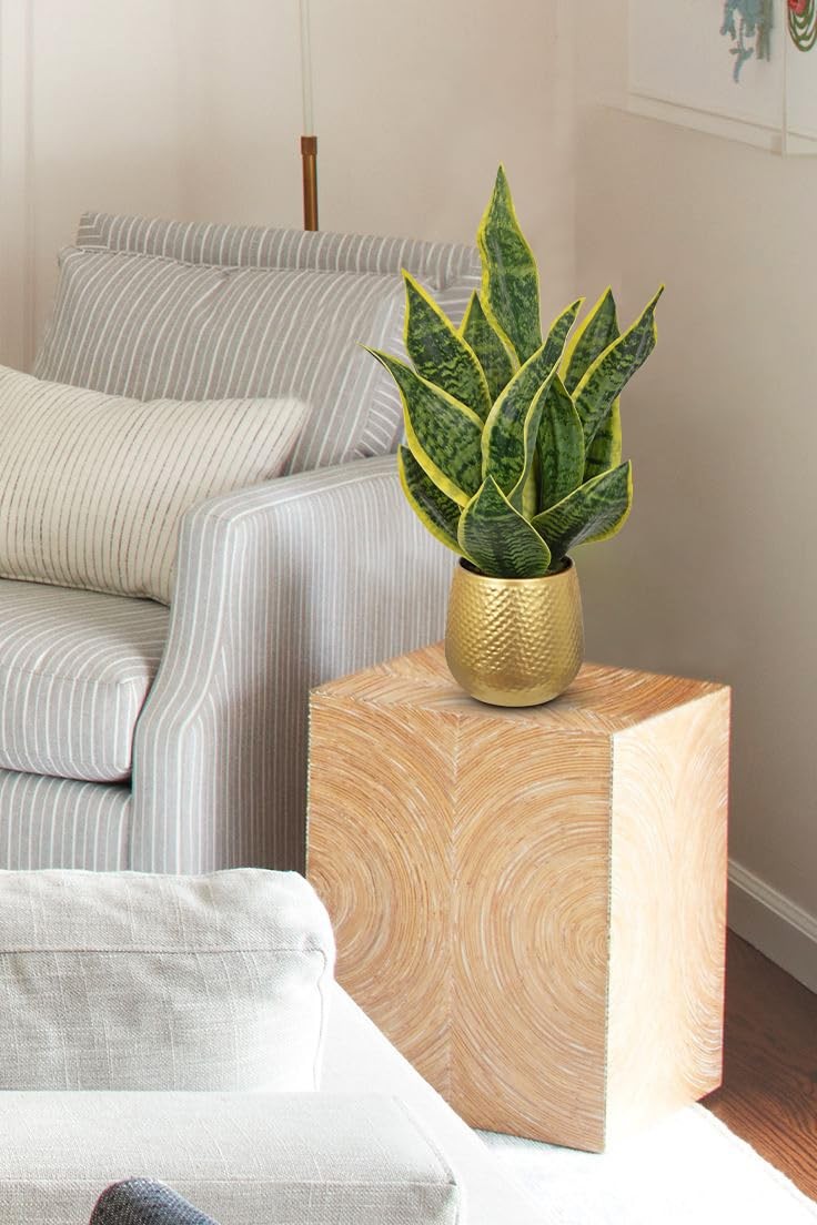 Artificial Snake Plant Gold Pot 18 Faux Sansevieria Potted Office Home Decor