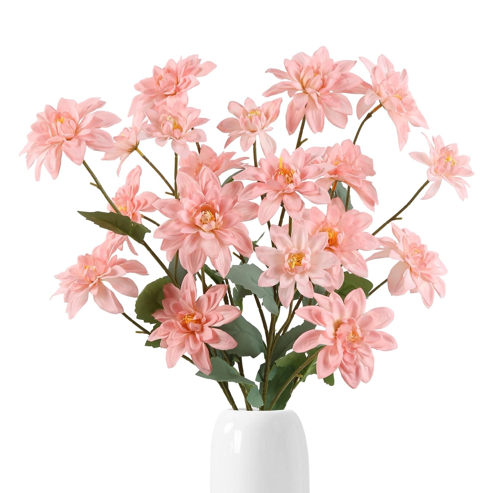 Blush Pink Dahlia Artificial Flowers 5 Pack Realistic Dahlia 27.5 Inches Flor…