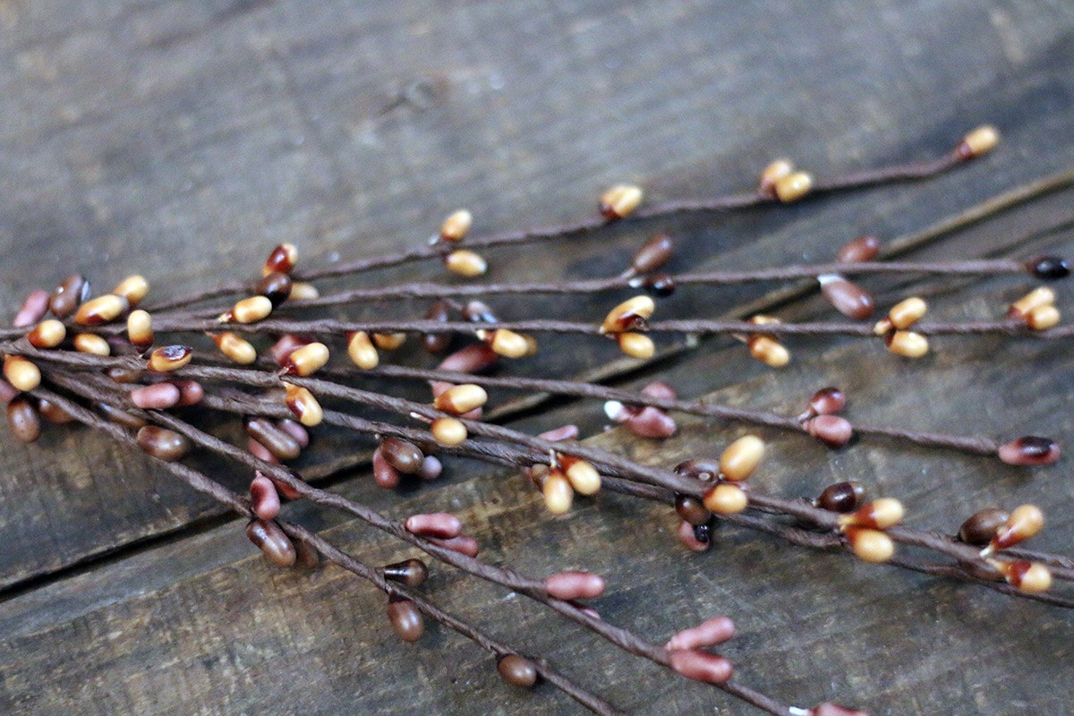 Pip Berry Picks Set of 3 Mauve Tea Stain Brown Primitive Floral Decor 12 in