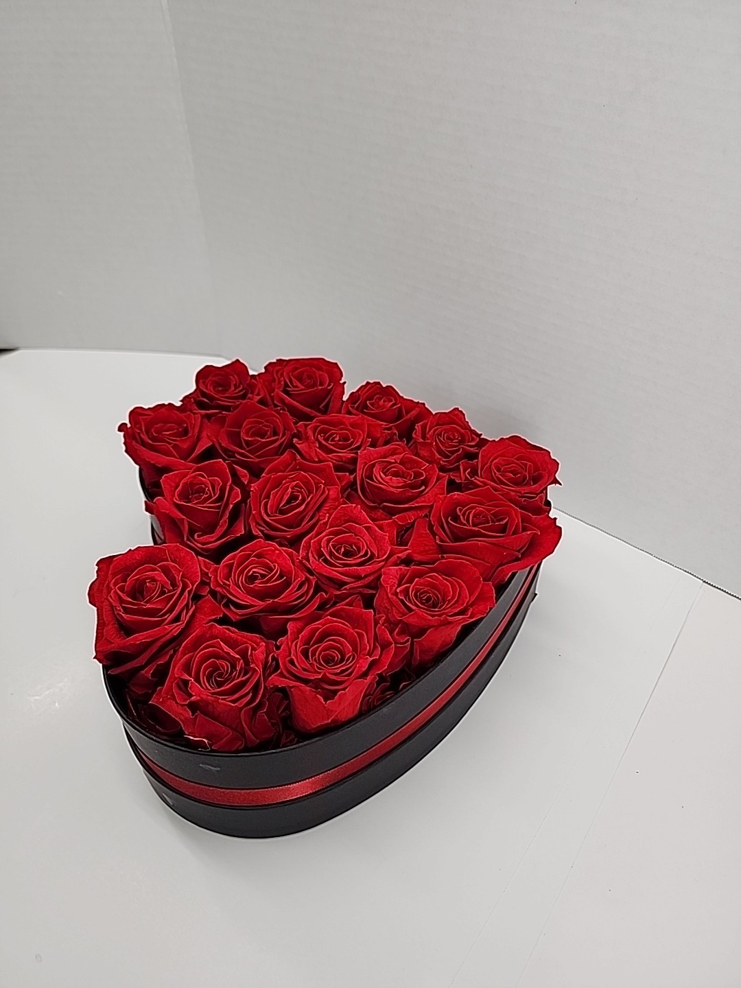 Forever Roses in Luxury Black Box: 18 Real Red Preserved Roses