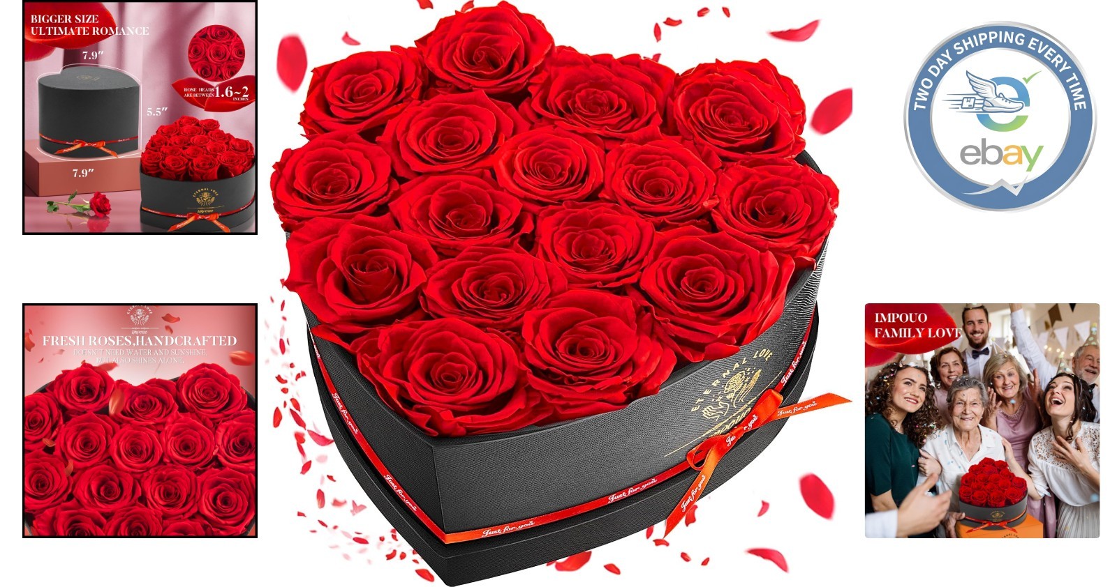 Forever Blooming Red Roses Gift – 16 Preserved Flowers for Elegant Arrangements