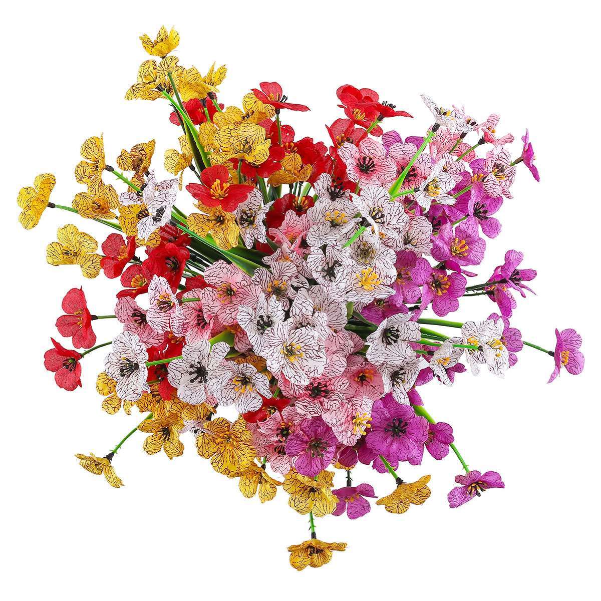 2-10 Bundles Outdoor Artificial UV Resistant Plastic Flowers Plant Silk Flower