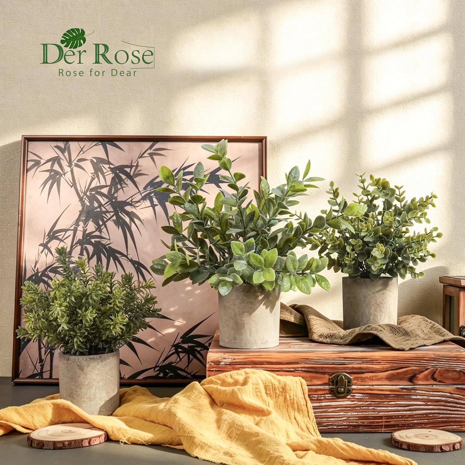 Artificial Potted Eucalyptus Faux Plants Indoor for Office Desk Shelf Decor