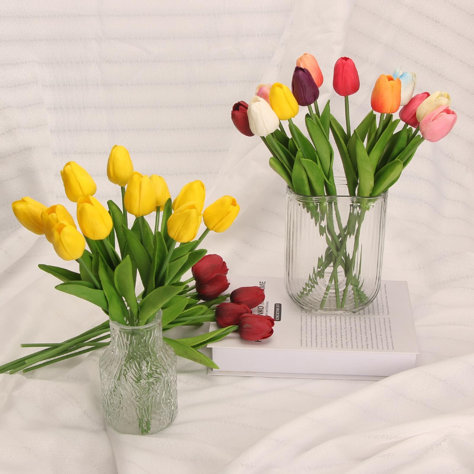 20 Pcs Mix Color Tulips Artificial Flowers with Soft Latex Materials, Spring …