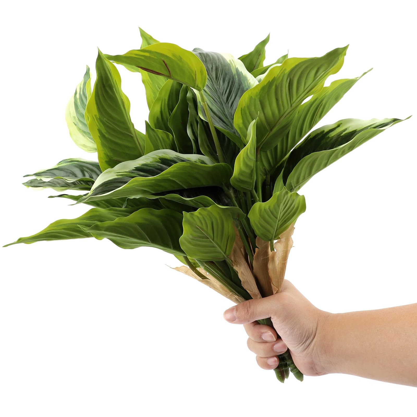 4Pcs 17.7inch Artificial Halcyon Hosta Perennial Plants Faux Green Dieffenbac…