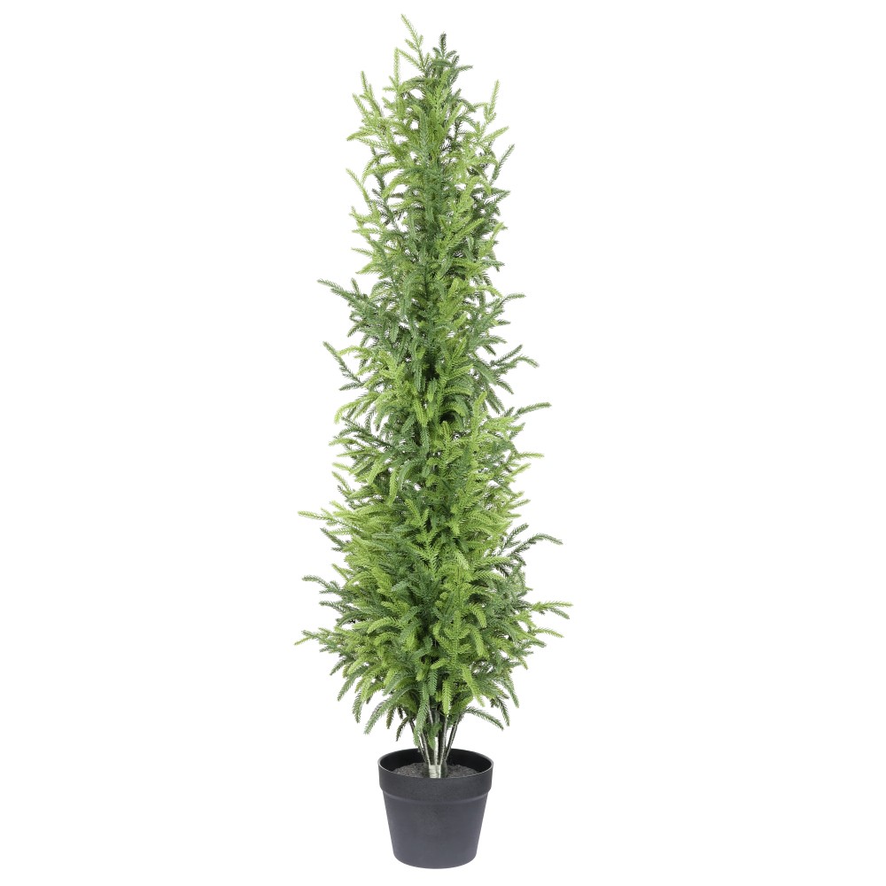 4′ Artificial Real Touch Pine Tree in Black Plastic Pot, 2pc/set