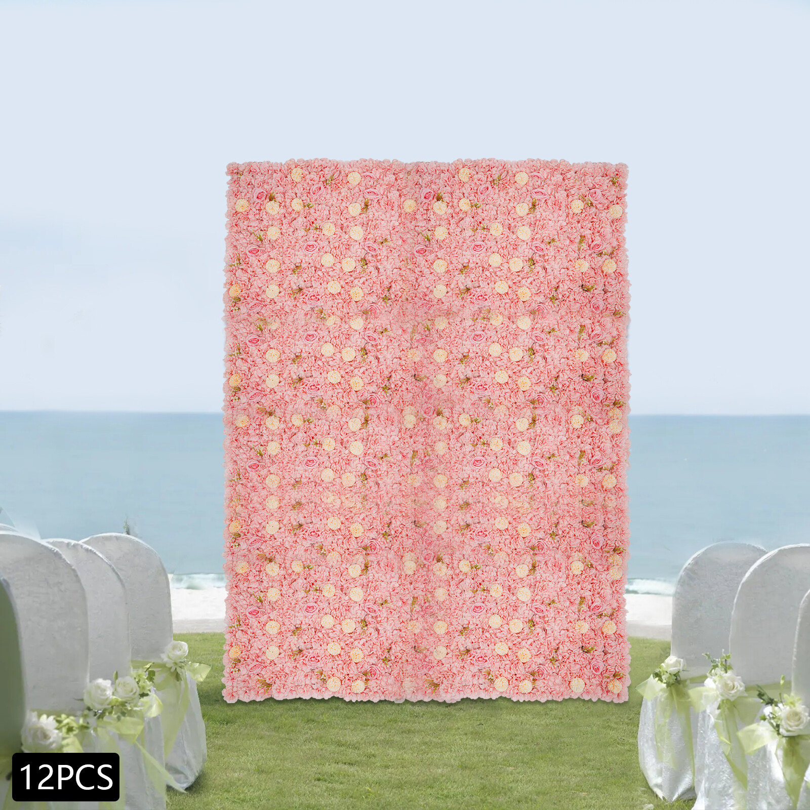 3D 12Pcs Flower Wall Panel-Artificial Flower Wall Background Silk Rose Mat