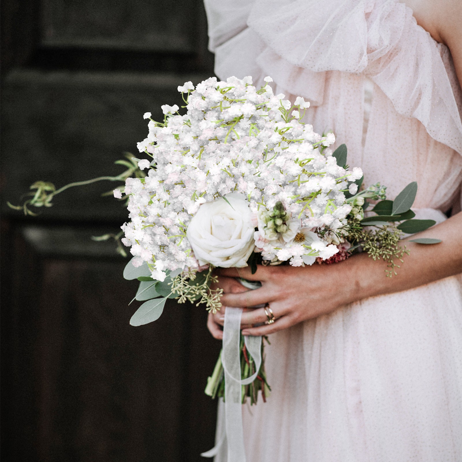 54Pcs Baby Breath Artificial Flowers Gypsophila Faux White Flowers Wedding Decor
