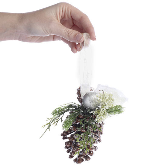 Sparkling Wintry Rose and Pinecone Ornaments