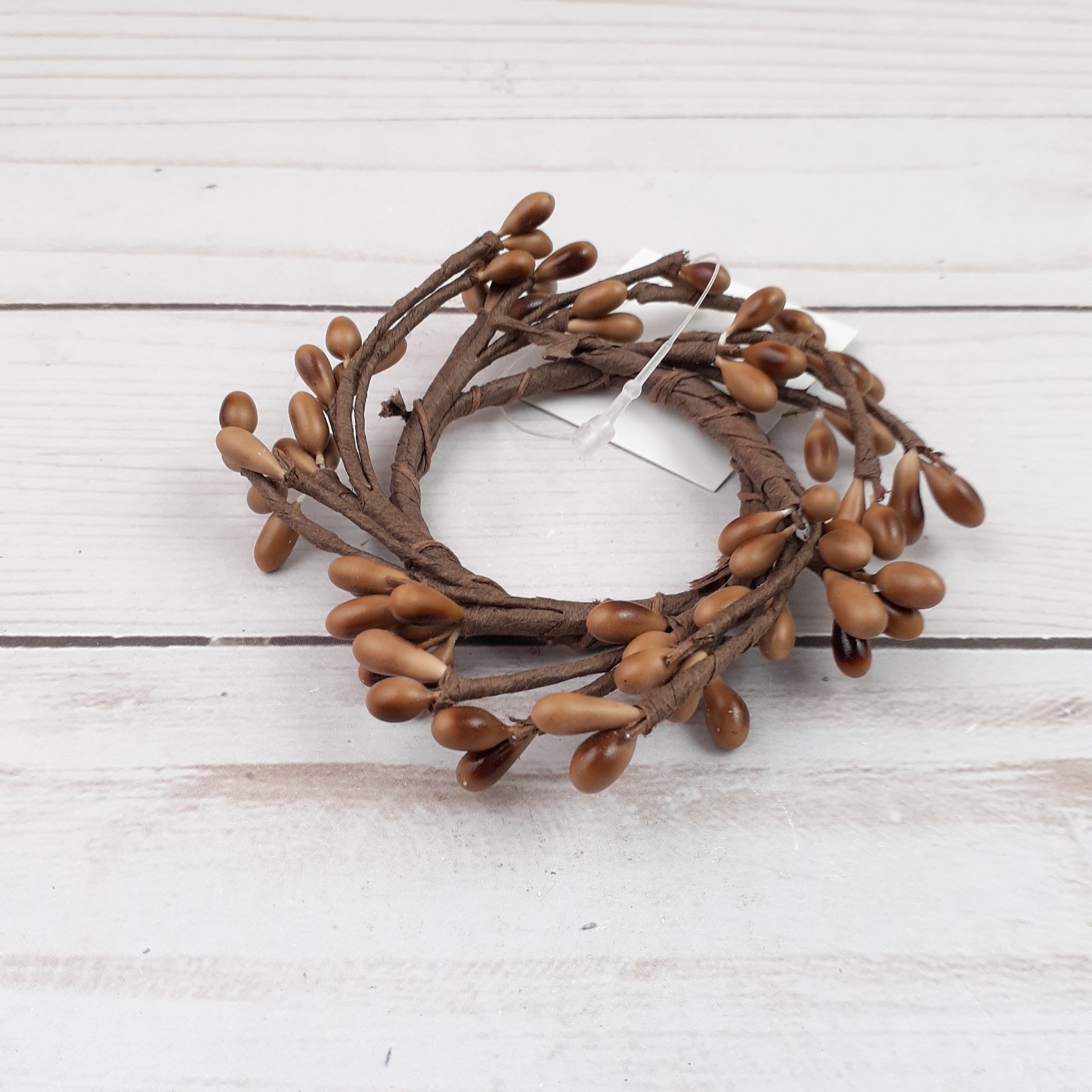 Mini Pip Berry Taper Candle Ring Teastain Beige 1.5 inch inside
