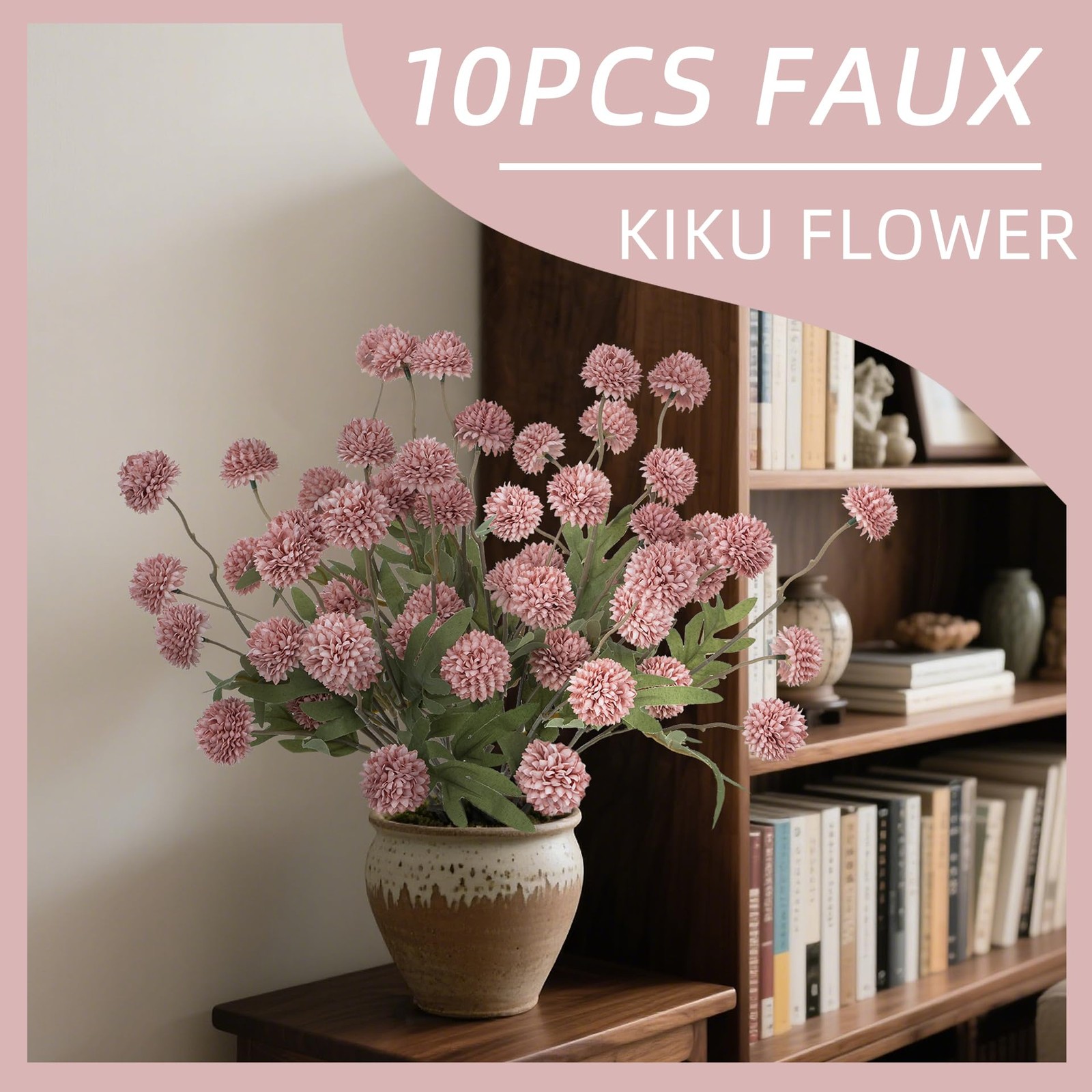 ENALGRE Fake Flowers 20.5In 10PCS Artificial Chrysanthemum Faux Mums Faux Flo…