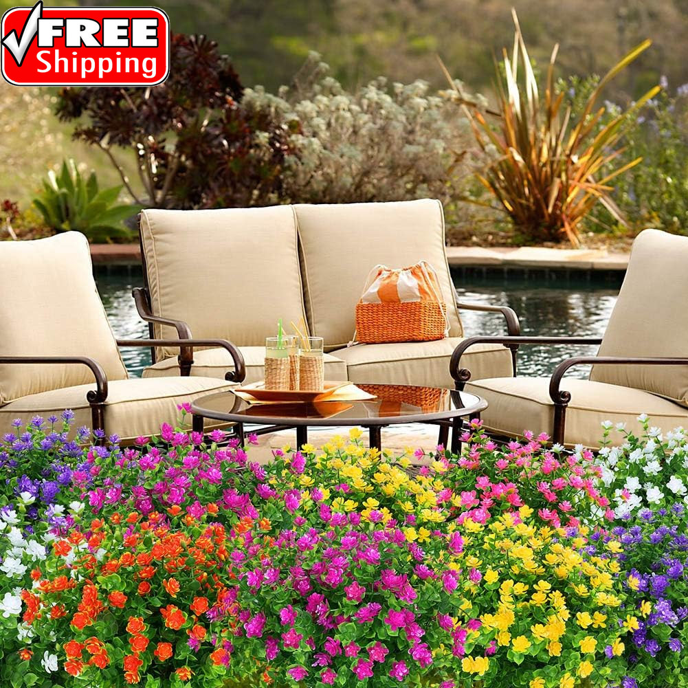 Artificial Flowers Fake Outdoor UV Resistant Boxwood Plants Shrubs 4 Pack, Faux