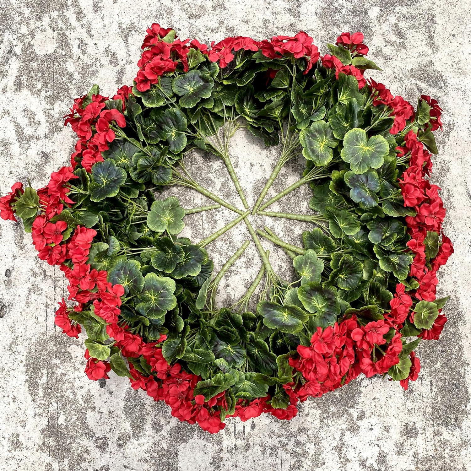 12 Pack Red Artificial Geraniums – Silk Flower Bundles for Home & Garden Decor