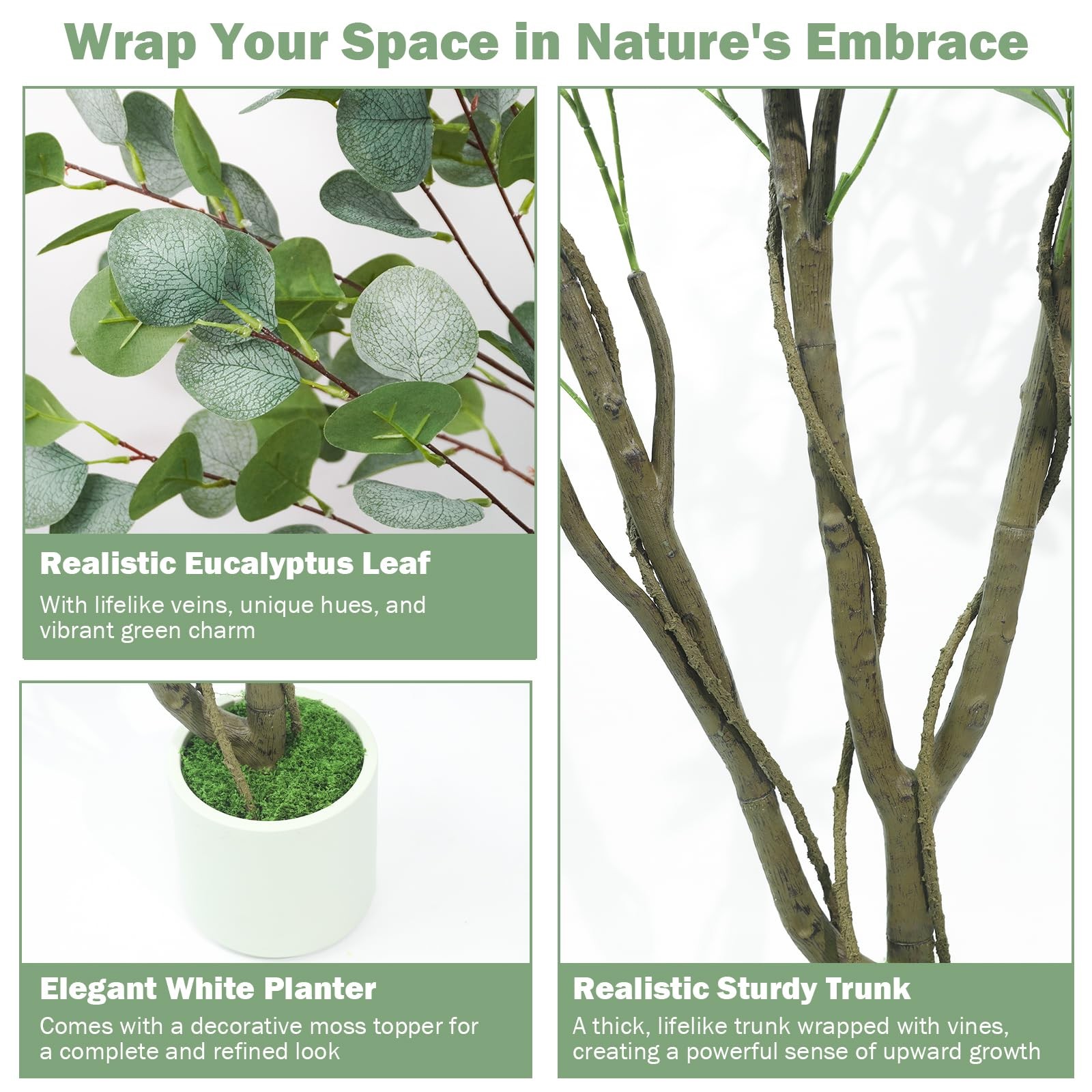 Artificial Eucalyptus Tree 6FT, Indoor Outdoor Faux Tree