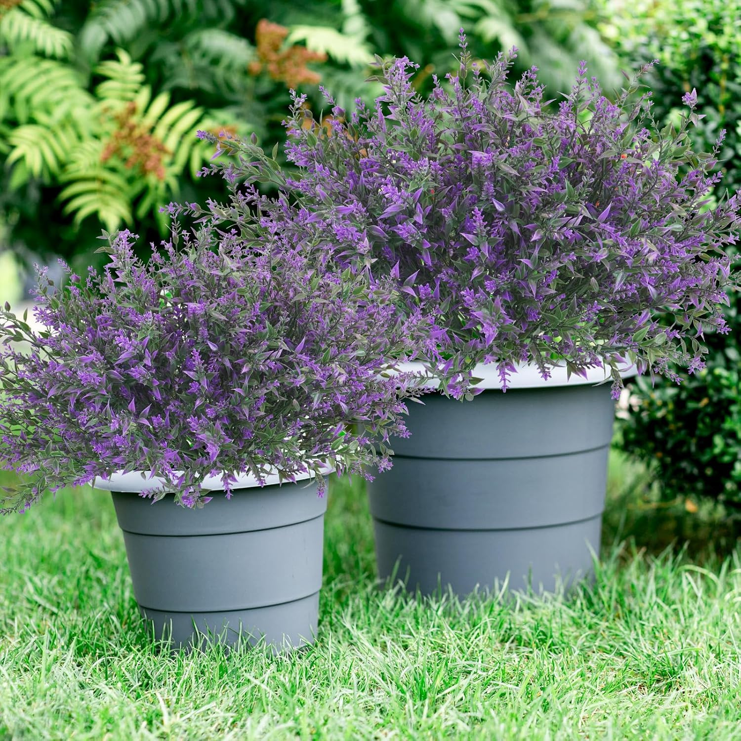42 Pcs UV Resistant Faux Lavender Flowers for Garden Decor – Purple Plants