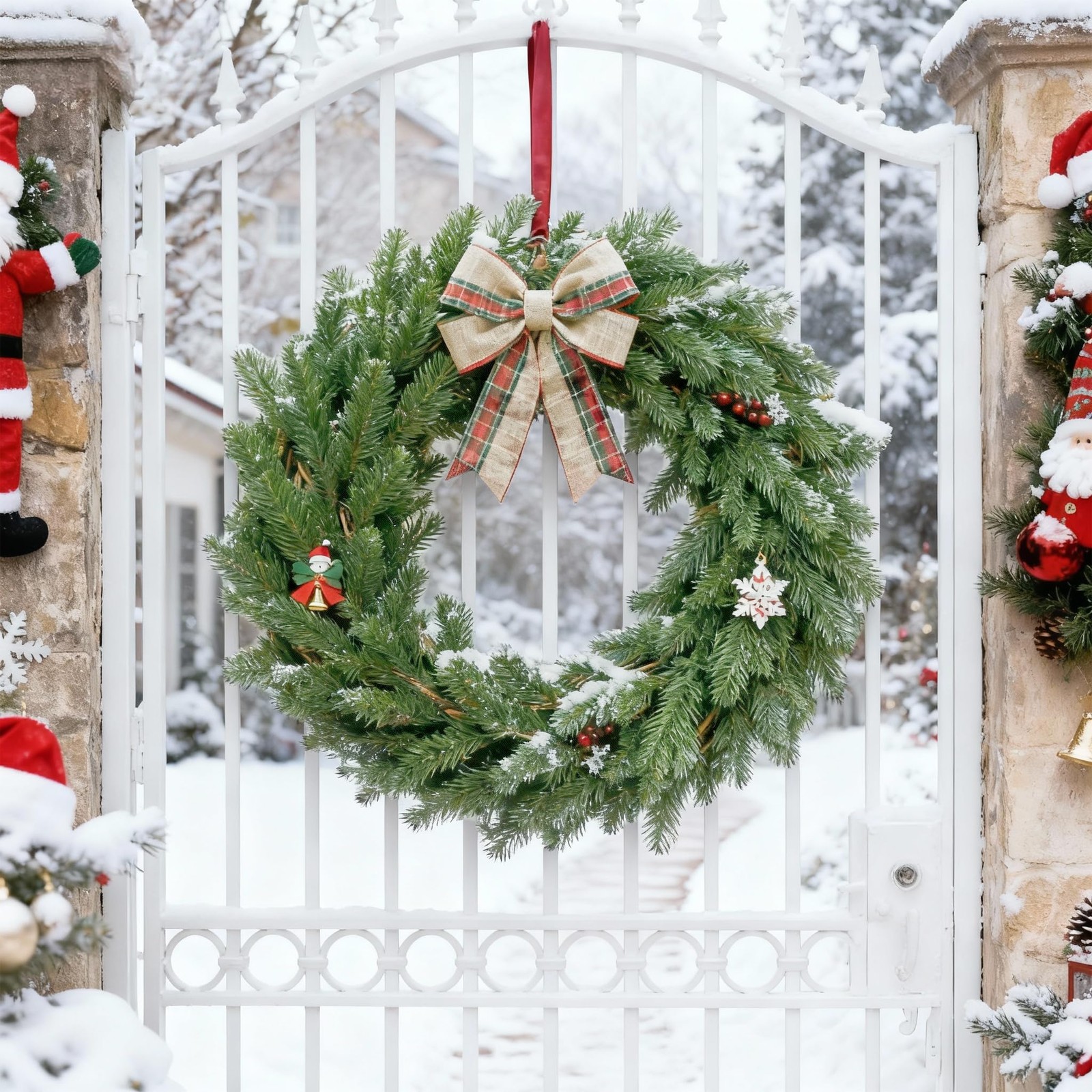 12 Bundles Artificial Pine Branches, Faux Christmas Cedar Greenery Stems