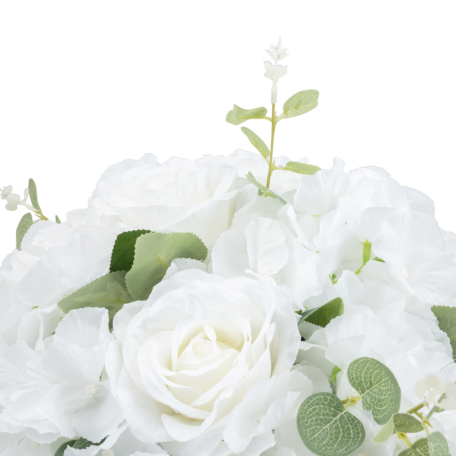 6 Pcs Artificial Silk Flower Balls White & Green for Indoor/Outdoor Party Decor