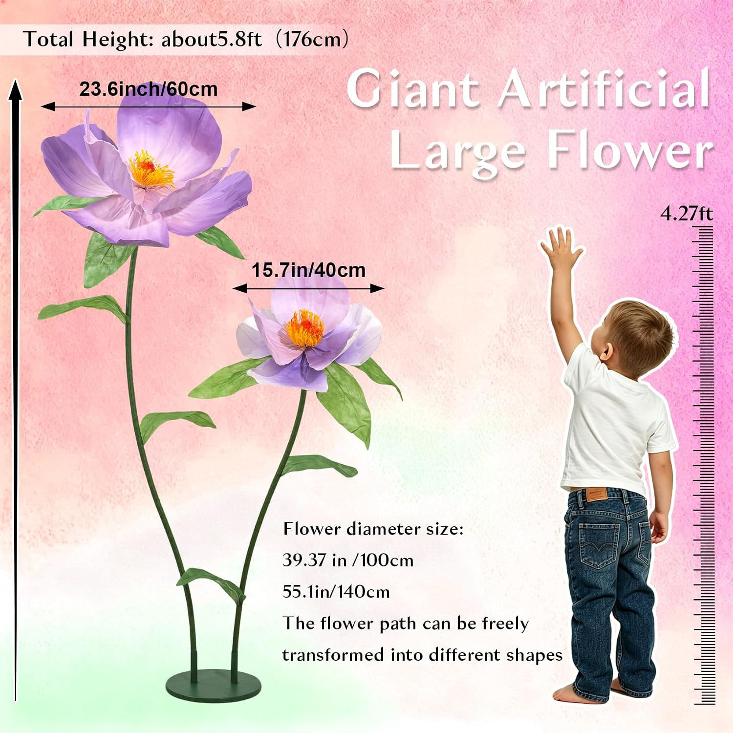 Giant Paper Flowers for Wall Decor – 69 Inch Large Crepe Paper Artificial Flower