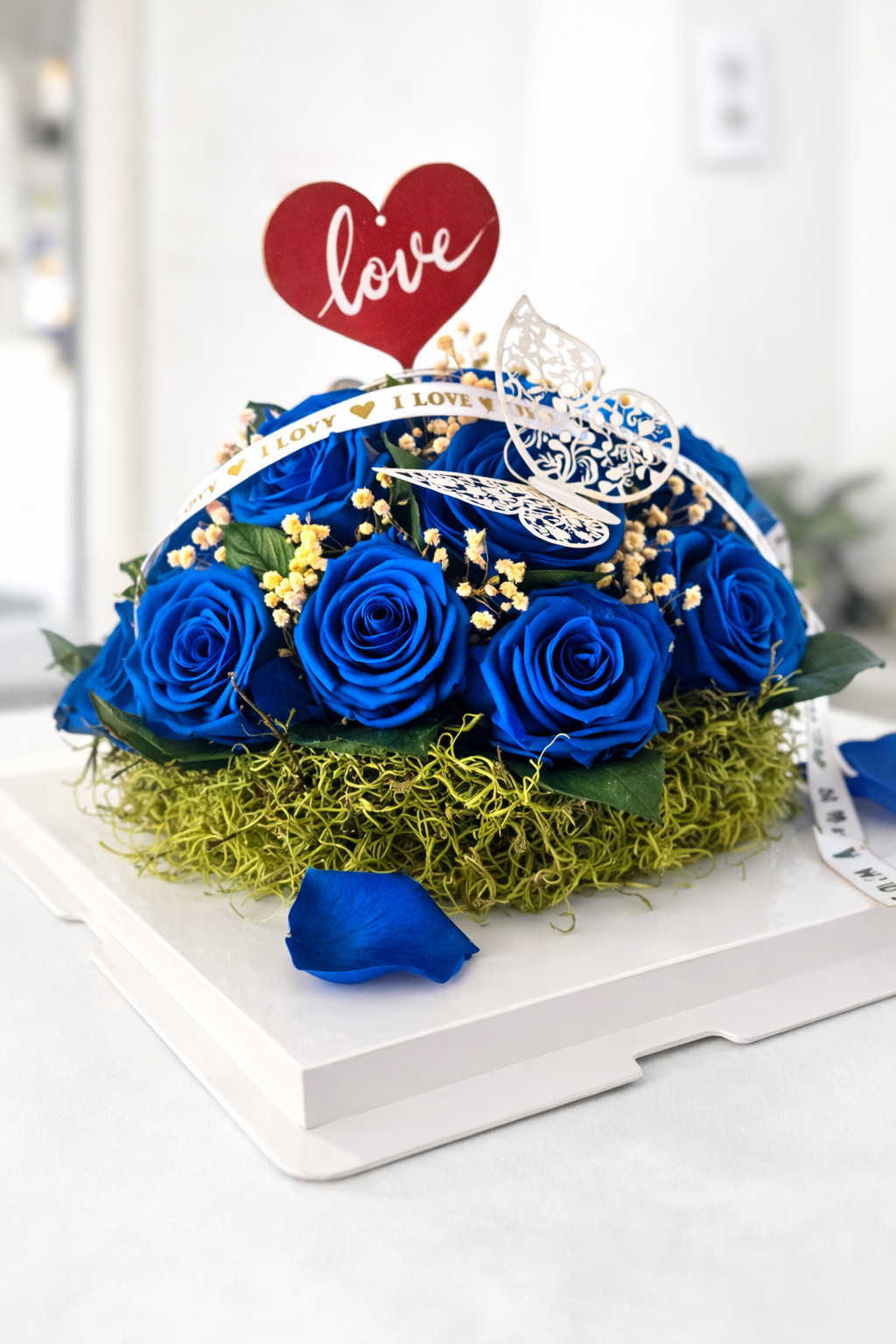 Real Preserved Blue Roses, Last 2–3 Years, Romantic Gift Box, Valentine’s Day