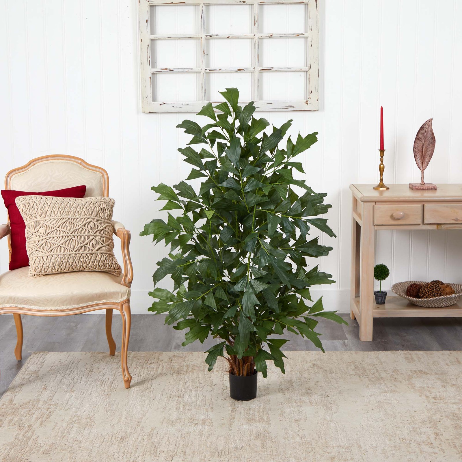 Nearly Natural 4.5ft Fishtail Palm Silk Tree in Green