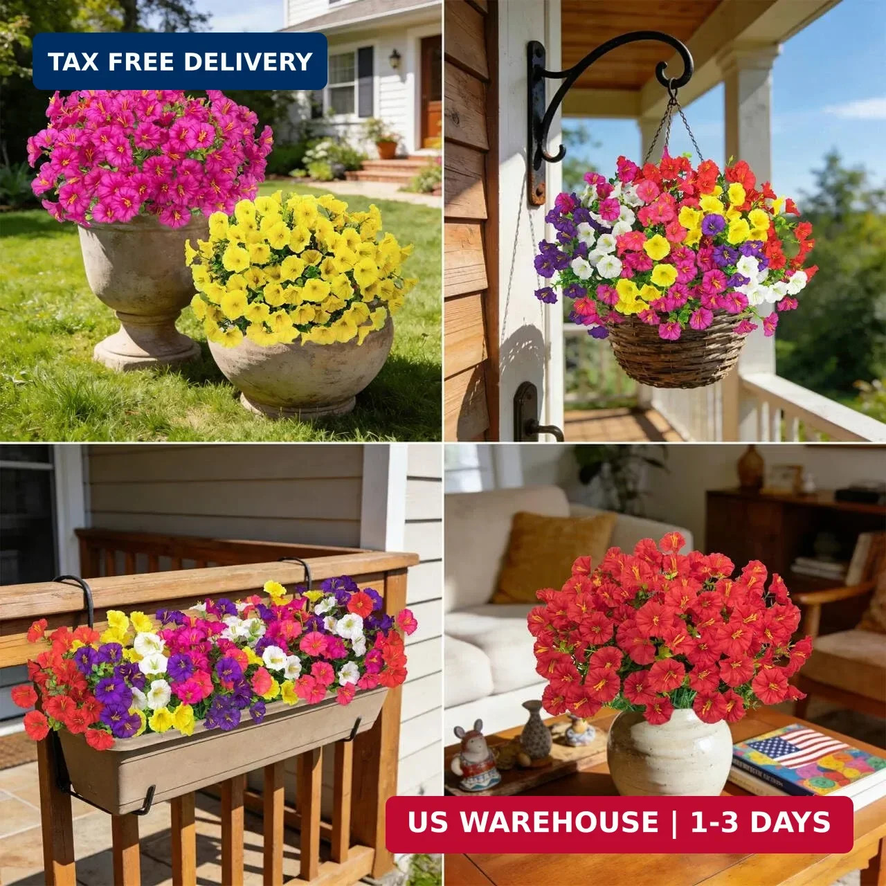 24 Bundles Artificial Morning Glory Flowers for Outdoors, Mixed | Realistic silk