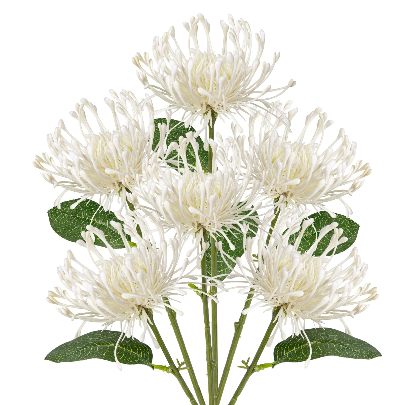 6 PCS Artificial Chrysanthemum Spring Flowers Spider Mum Green White