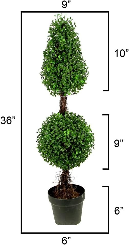 Lush 36″ Artificial Topiary with 2 Ball Shape Design – Ideal for All Seasons